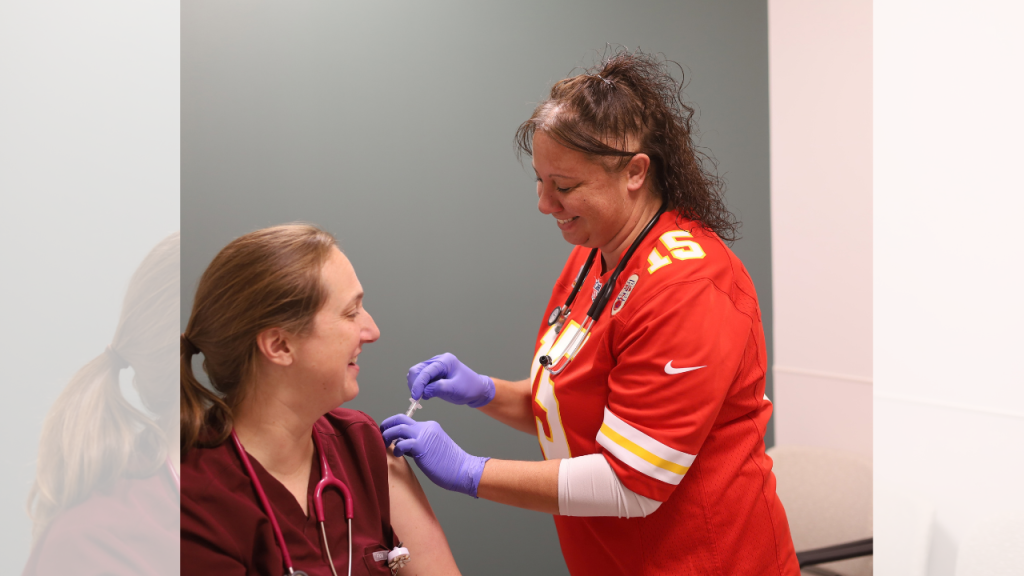 flu shot given by nurse to provider